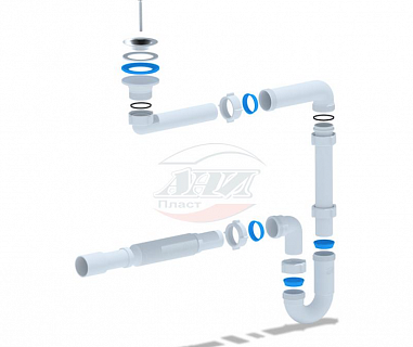 Сифон 1 1/4х32 прямоточный смещенный с гибкой трубой 32х32/40 Ани пласт DB5015   