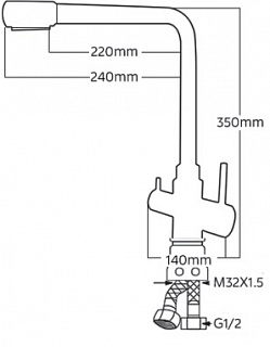 Смес. д/кухни  MELANA STELLO нерж. под фильтр сатин(F610304)