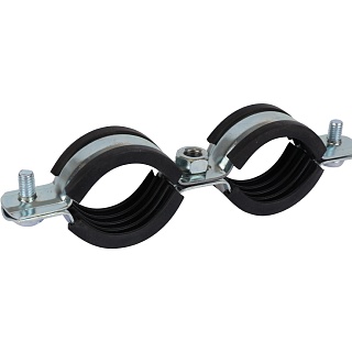 Крепление металл. двойное STOUT (32-35) 1"+ шпилька, шуруп, дюбель пластик (50) SAC-0020-200001