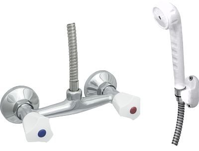 Смеситель д/душа двухручк.белый ЦС-СМ 293/3-3 кер. (СМ515050) 