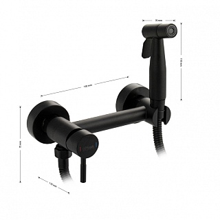 GFmark Смеситель гигиенический настенный ЧЕРНЫЙ из нержавеющей стали (2448) 