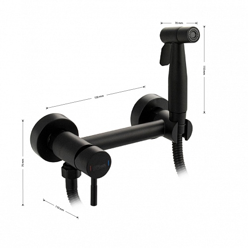 GFmark Смеситель гигиенический настенный ЧЕРНЫЙ из нержавеющей стали (2448) 