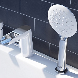 Смеситель на борт ванны на 3 отверстия с керамическим дивертором, каскадный излив, Cloud, IDDIS, CLOSB3Ki07