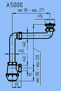 Сифон 1 1/2х40 бутылочный смещенный д/мойки Ани пласт Грот А5000 (25)