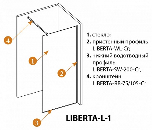 ДУШЕВАЯ ПЕРЕГОРОДКА CEZARES LIBERTA-L-1 85-C-Cr
