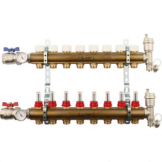 Коллектор 8-вых. латун. с расходомер. (SMB 0473 000008) STOUT