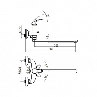 Смеситель д/ванны JAMAICA LUX  картридж d40 длин.излив   40L35L/К  ARGO 29349/43483