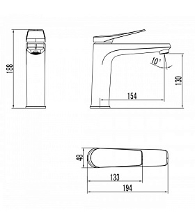 Смеситель д/умывальника "Bronx" (LM3737GM) с донным клапаном графит  LEMARK 