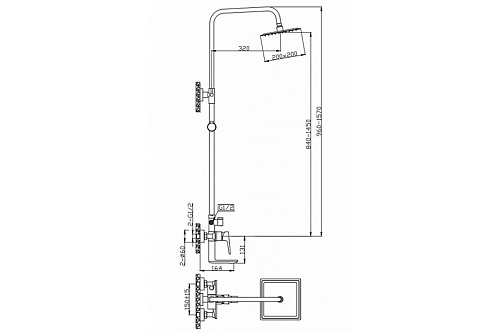 Душевая система "RAIN" (RAI-1014BL) черная TOKITO