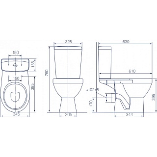 Унитаз-комп "Рио" белый гориз.выпуск (КСФ) 