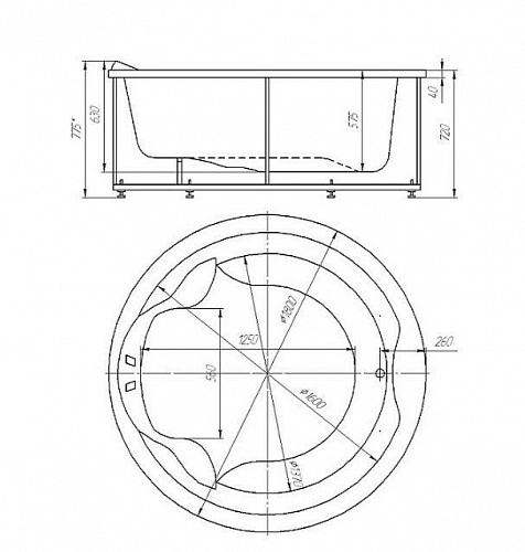 Ванна акриловая Аура круглая 180