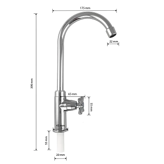 BRIMIX - Кран моно, высокий излив ,металлокерамика , хромированный, АБС пластик (603)