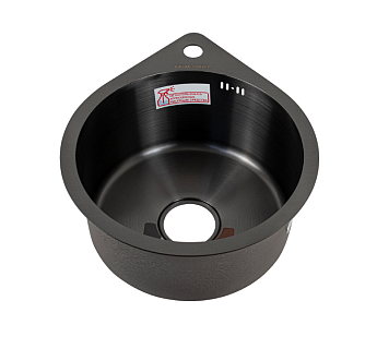 Мойка нерж врезная  FABIA PROFI D49.6х42 (3,0х0.8 200) ГРАФИТ c сифоном 496423G