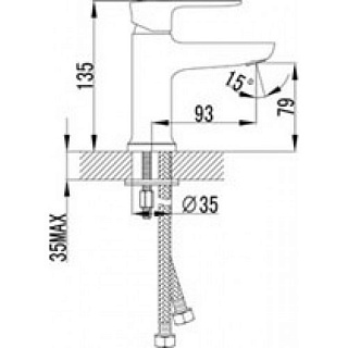 Смеситель д/умывальника "BASIS" (3606С) 35 мм. моно хром LEMARK ВЫГОДА!!