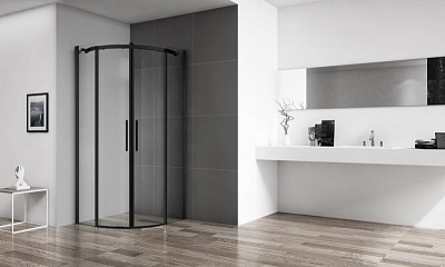 Ограждение душевое BELBAGNO ACQUA-R-2-90-C-NERO прозрачное стекло, черный профиль (без поддона)
