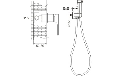 Смеситель с гиг. душ встраиваемый хром ROSE R1005