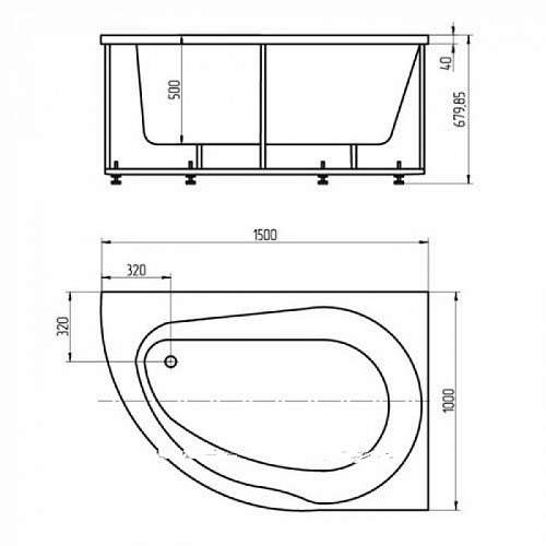 Ванна акриловая Вирго 150х100 левая