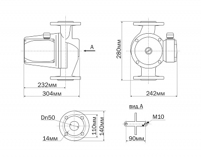 Насос цирк. AC 14- 8-50F DN50, PN10, Qmax=25м3/ч, Hmax=12м, Tmax=110°С, 220В, 1-скор. (5148) Aquario