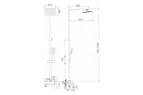 Душ.система Haiba HB24815 нерж.