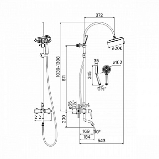 Смеситель для ванны с верхним душем, Oldie, IDDIS, OLDSB3Fi06