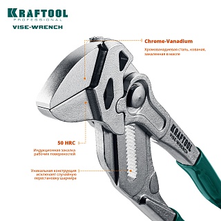 Клещи переставные-гаечный ключ Vise-Wrench, 250/50мм (2") KRAFTOOL 22065 ВЫГОДА