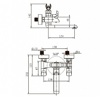 Смес д/ванны к/н Kaiser Saturn круг кер. (42022) 