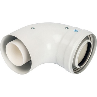 Элемент дымохода конденсац. колено 90°/ адаптер 90° DN60/100 м/п PP-FE SCA-8610-210090 STOUT 
