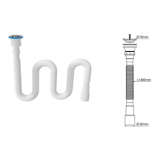 Сифон-гофра 1 1/2х40/50 д/раковины удлинённый (нерж. выпуск)  Y126-1 ZEGOR (аналог G116)