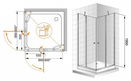ДУШЕВОЙ УГОЛОК CEZARES ELENA A-22 120-C-Cr
