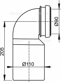 Колено стока, комплект DN90/110  М906   AlcaPlast