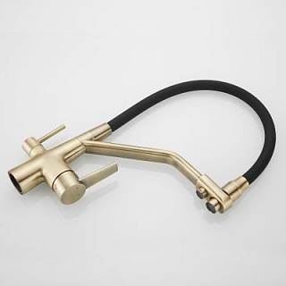 Смеситель д/кухни ROSE под фильтр бронза с гибким изливом R 558Q 