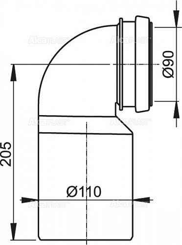 Колено стока, комплект DN90/110  М906   AlcaPlast