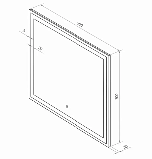 Зеркало 80 "Clamm Led" c LED подсветкой (сенсор на зеркале + подогрев) 800х700 (ЗЛП4792) Континент