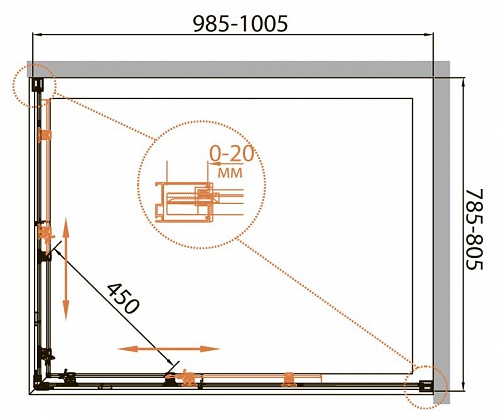 ДУШЕВОЙ УГОЛОК CEZARES RELAX-AH-2 100/80-P-Bi
