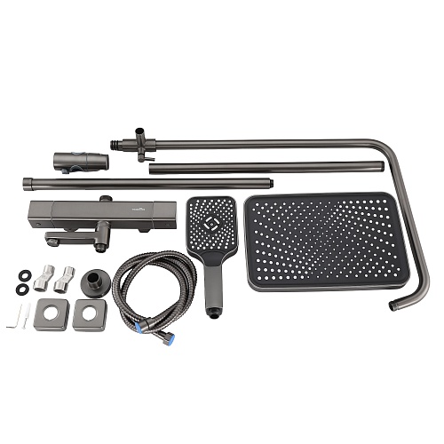 Душевая система "RAIN" (RAI-1028GM) термостат, воронёная сталь TOKITO