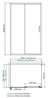 Ограждение душевое WasserKraft Main 41S06 110х80 (без поддона) (48P06-RP80 + 41S05)