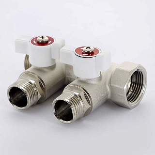 Коллектор НВ 3/4" 2 х 1/2" Н 40 мм никелированный с кранами (420N3220) Uni-Fitt