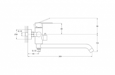 Смеситель д/ванны G-lauf (ZAP7-A090) ф35 встроен.перекл. нерж.