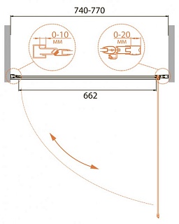 ДУШЕВАЯ ДВЕРЬ В НИШУ CEZARES RELAX-B-1 75-P-Bi-L