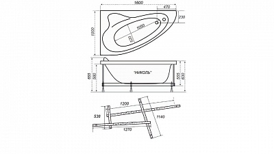 Ванна акриловая TRITON  Николь правая/левая 1600 x 1000 мм, в комплекте с каркасом