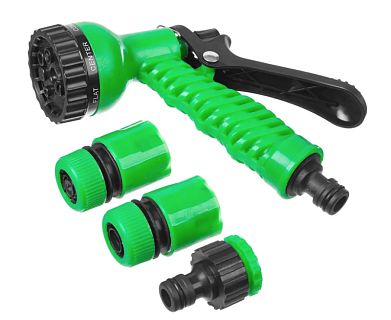 Набор поливочный РОСТОК НП-12 Пистолет(7 режимов),2 соед-ля 1/2",адаптер 1/2-3/4", 4предм.(427368)