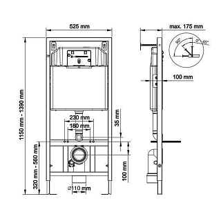 Система инсталляции д/унитаза BERGES NOVUM c кнопкой L8 бронза 040018+040000